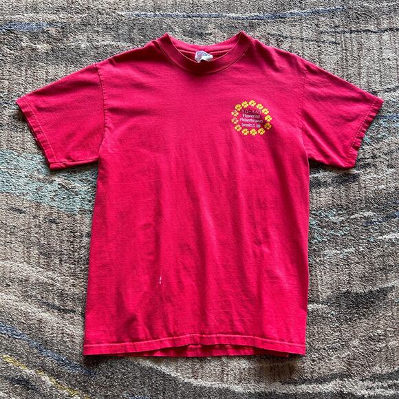 Vintage 1999 Chi Omega Alpha Delta Pi Flowering Philanthropies Red Shirt Sz M - Picture 1 of 6